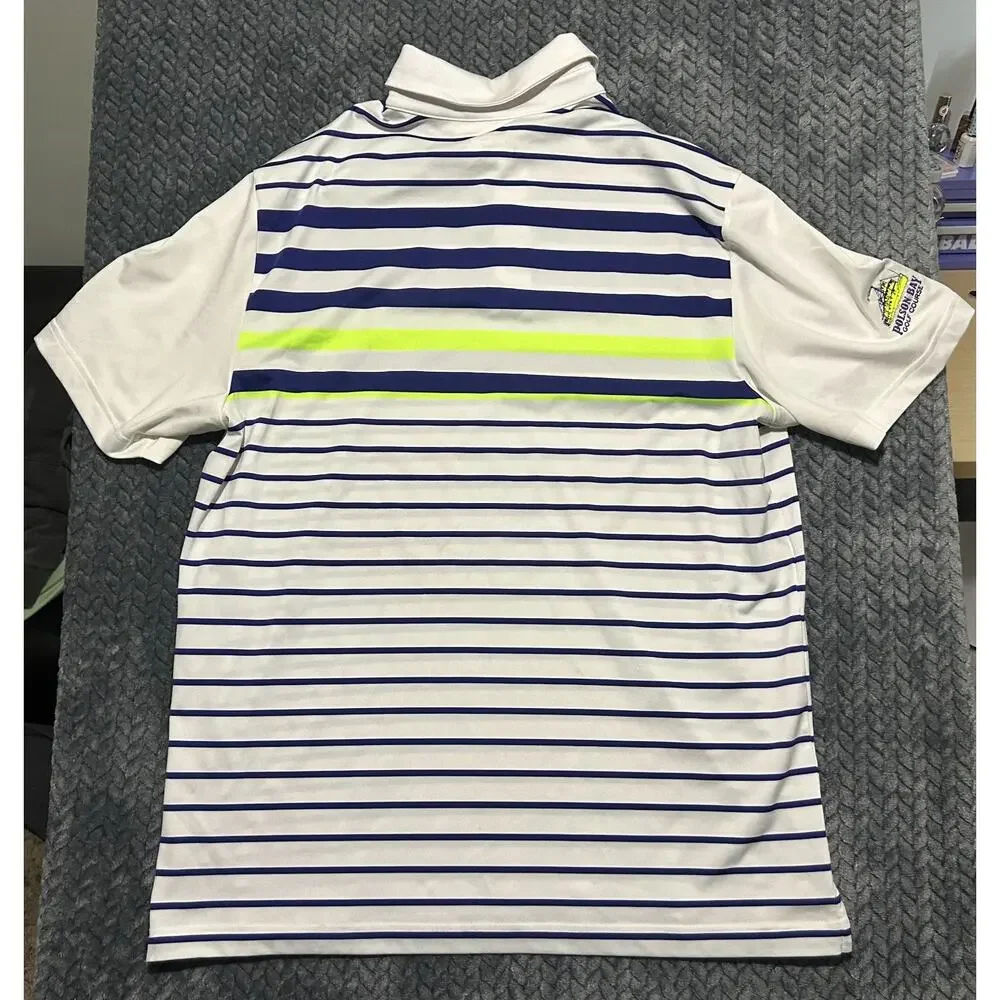 Adidas Golf Polo Shirt Mens Large Blue White Short Sleeve Athletic